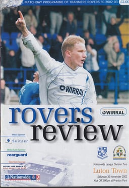 Tranmere Rovers v Luton Town Match Programme 2002-11-30
